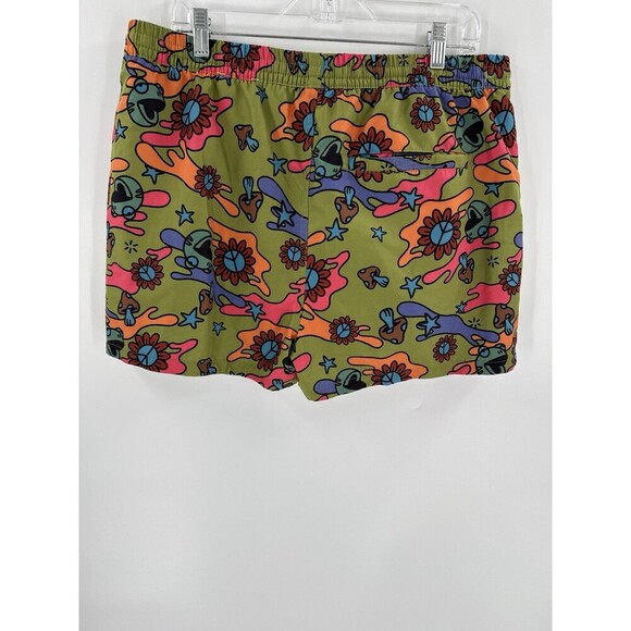 A-Lab Men's Large Skippy Trippy 3" Ins Board Shorts Mushroom Frogs Green Trunks - Picture 5 of 15